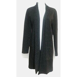Lucky Black & White Marled Textured Knit Open Sweater Cardigan Size Small (4/6)